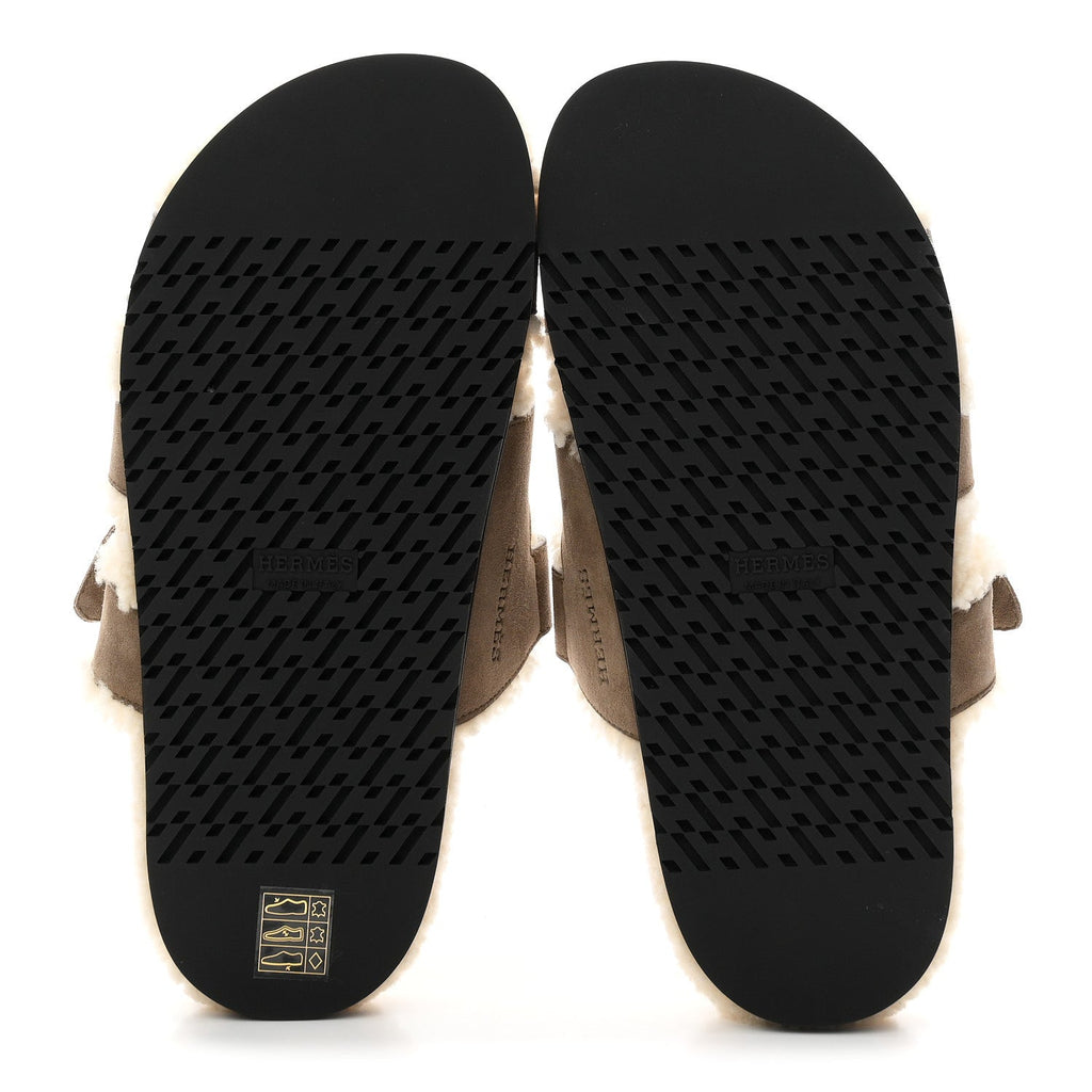 Suede Goatskin Woolskin Womens Chypre Sandals 38.5 Etoupe wholesalehk.shop