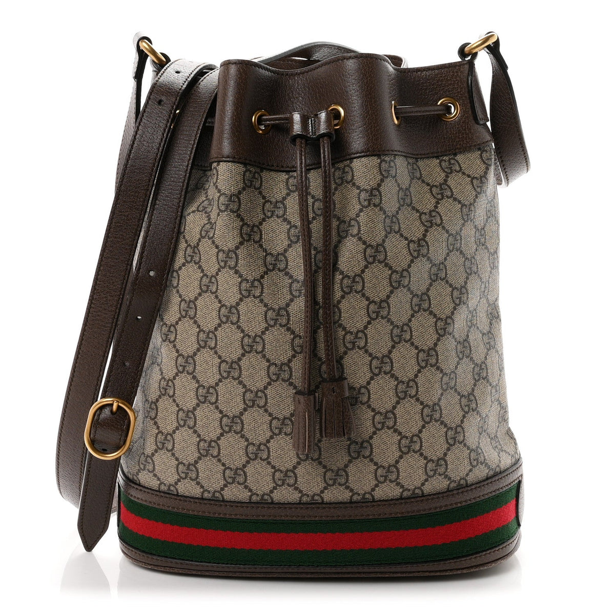 GG Supreme Monogram Web Ophidia Bucket Bag Brown wholesalehk.shop