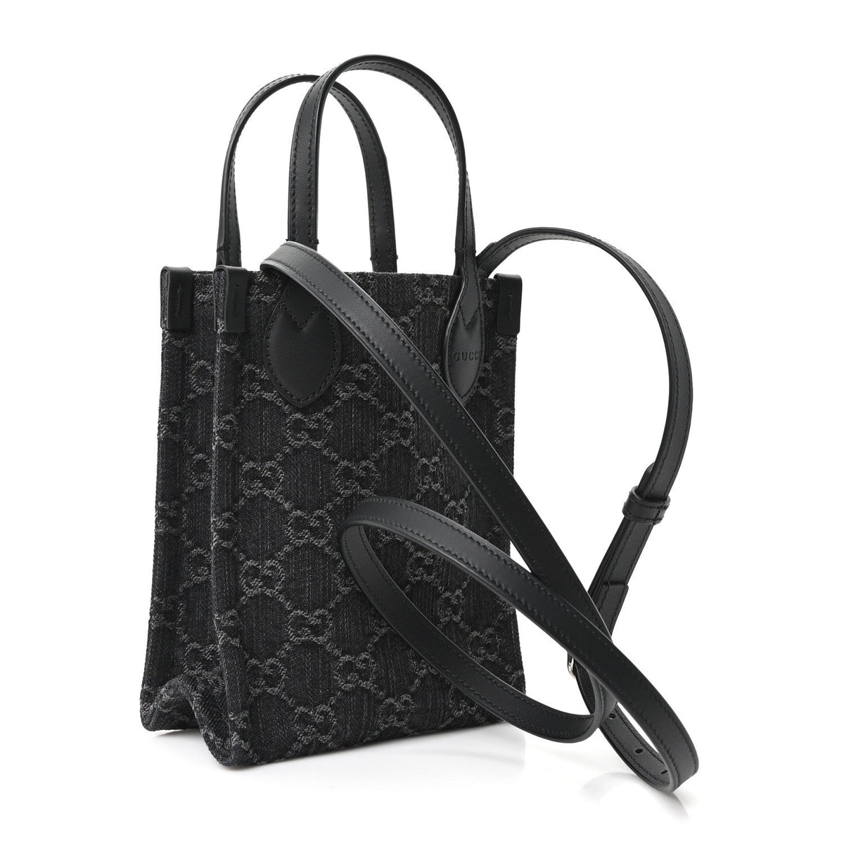 Denim Cuoio Harness GG Monogram Mini Ophidia Tote Bag Black Medium Grey wholesalehk.shop