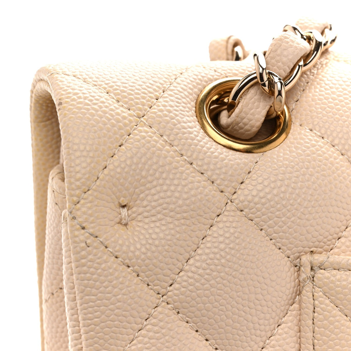 Caviar Quilted Medium Double Flap Light Beige wholesalehk.shop