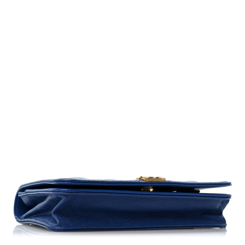 Caviar Quilted Boy Wallet On Chain WOC Dark Blue wholesalehk.shop