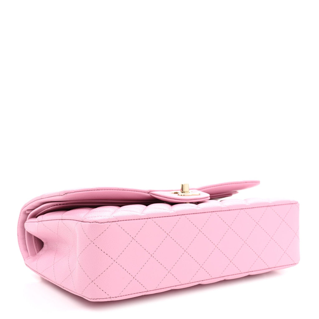 Caviar Quilted Medium Double Flap Light Pink wholesalehk.shop
