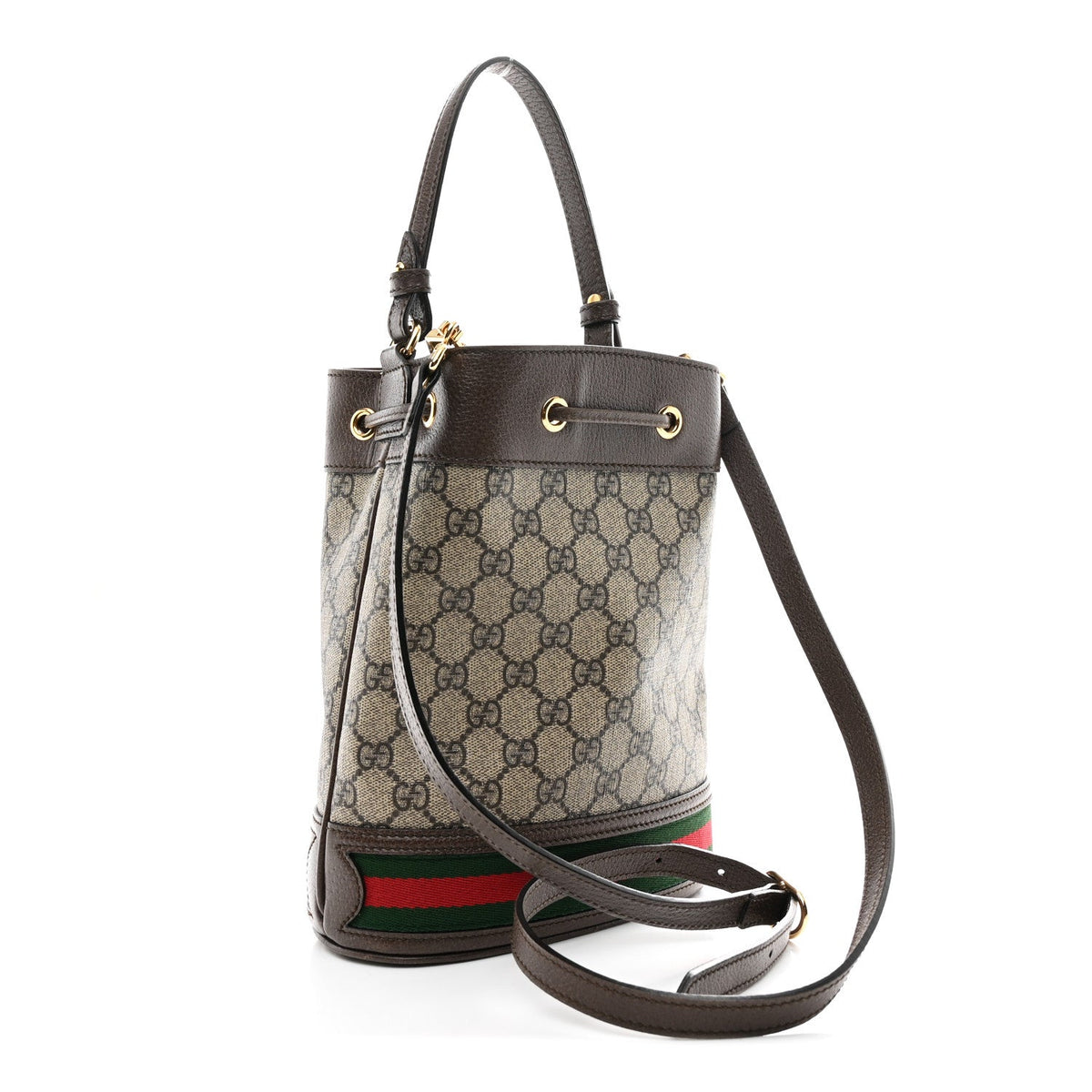 GG Supreme Monogram Web Small Ophidia Bucket Bag Brown wholesalehk.shop