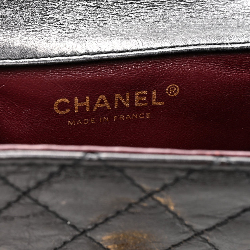 Glazed Calfskin Quilted Reissue Double Flap Clutch Black wholesalehk.shop