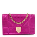 Metallic Patent Micro-Cannage Diorama Wallet on Chain Pouch Pink ¡§ Direct shipment via from wholesalehk.shop