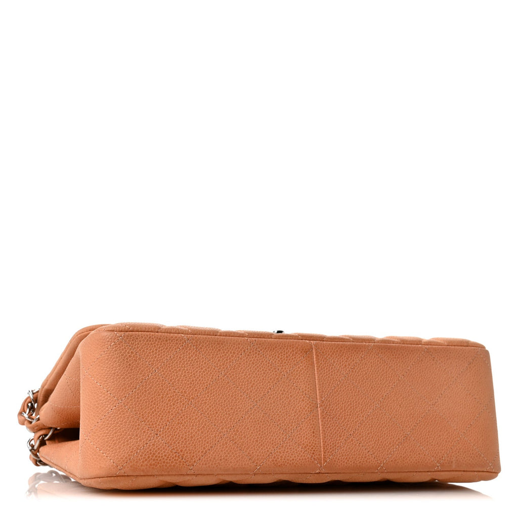 Iridescent Caviar Quilted Jumbo Double Flap Dark Beige wholesalehk.shop