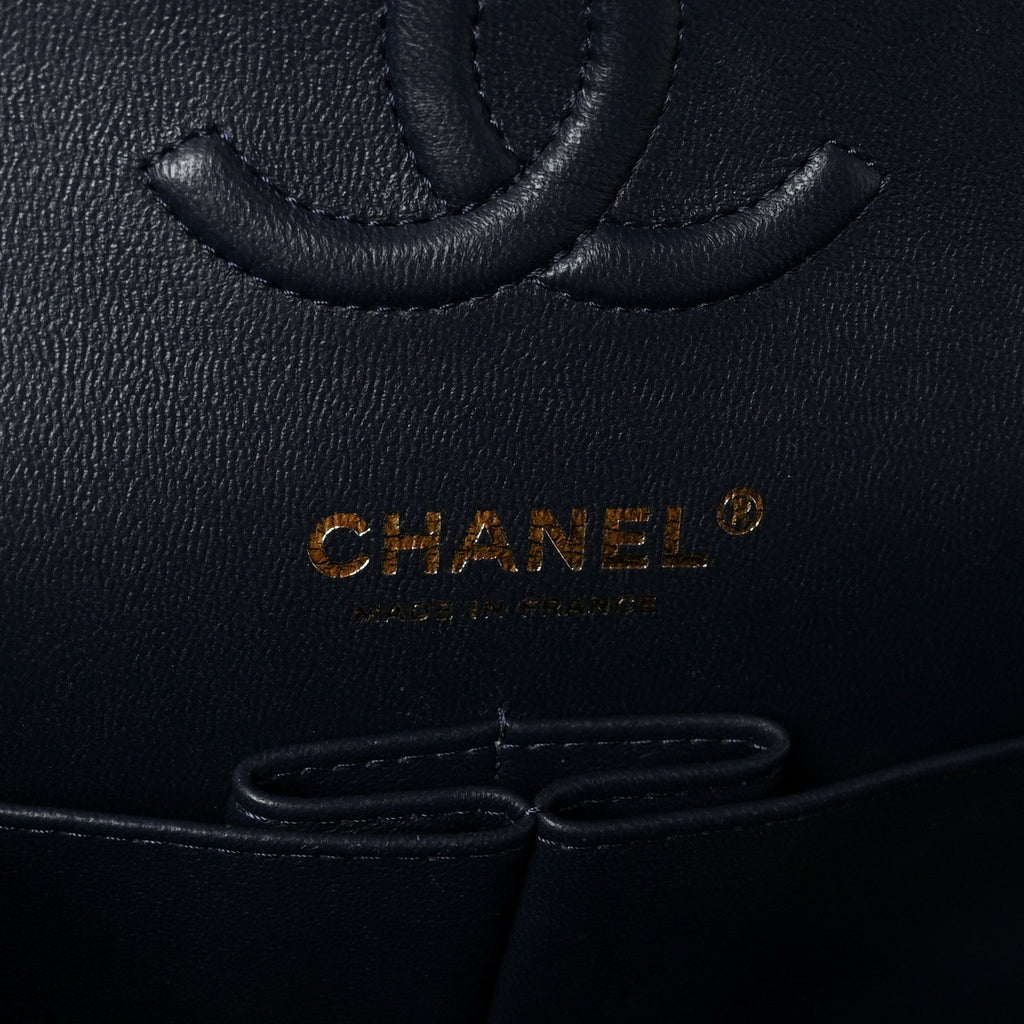 Lambskin Quilted Small Double Flap Navy wholesalehk.shop