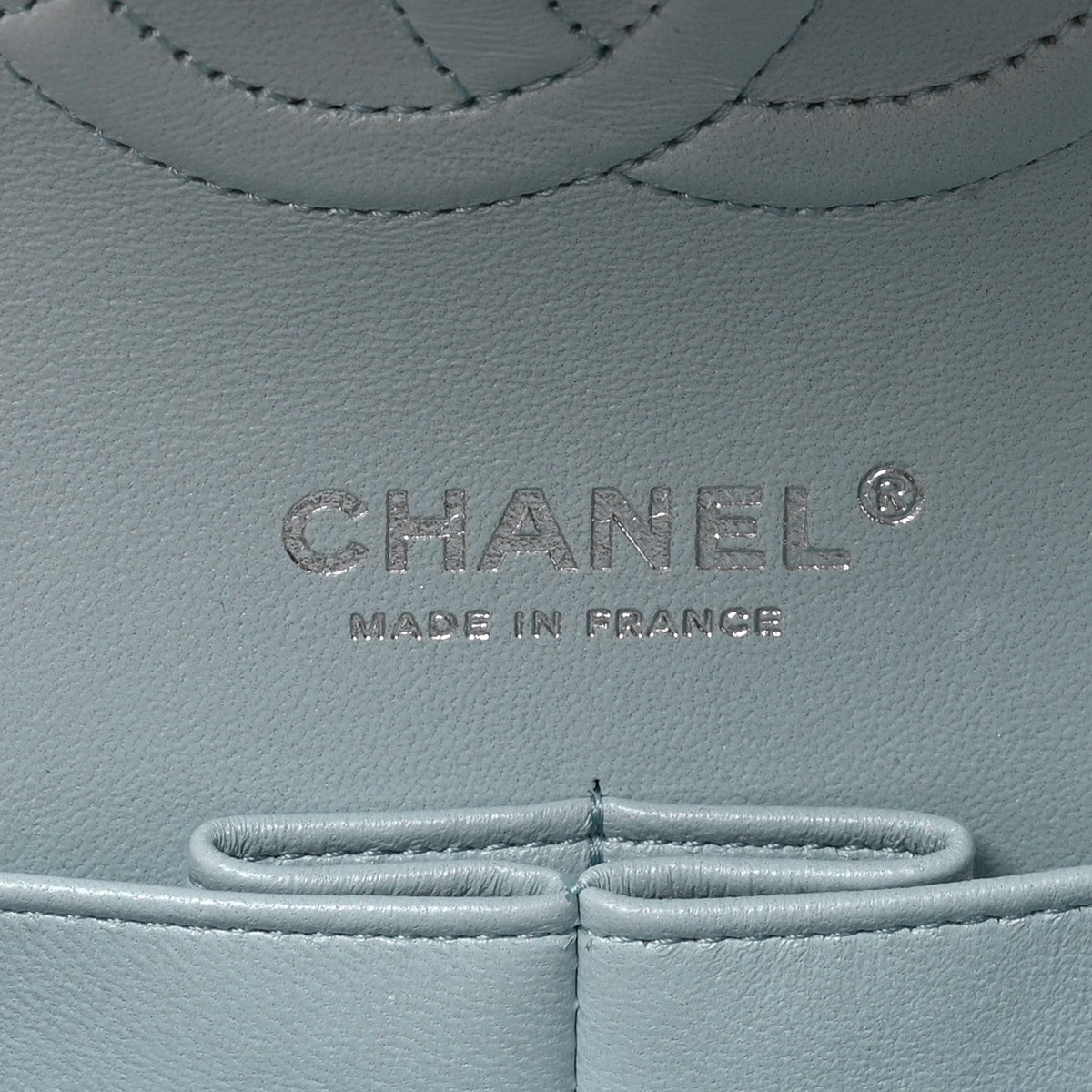 Perforated Lambskin Quilted Medium Double Flap Light Blue Light Purple White wholesalehk.shop