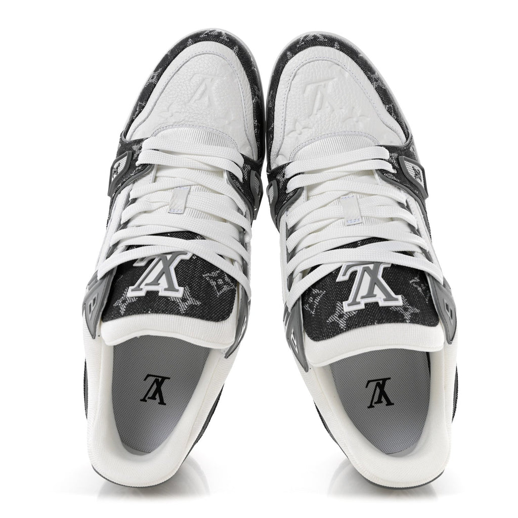 Calfskin Embossed Monogram Denim Mens LV Trainer Sneakers 10 Grey £¨ Direct shipment via from wholesalehk.shop