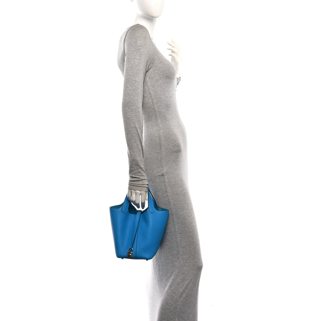 Taurillon Clemence Picotin Lock 18 PM Bleu Frida £¨ Direct shipment via from wholesalehk.shop