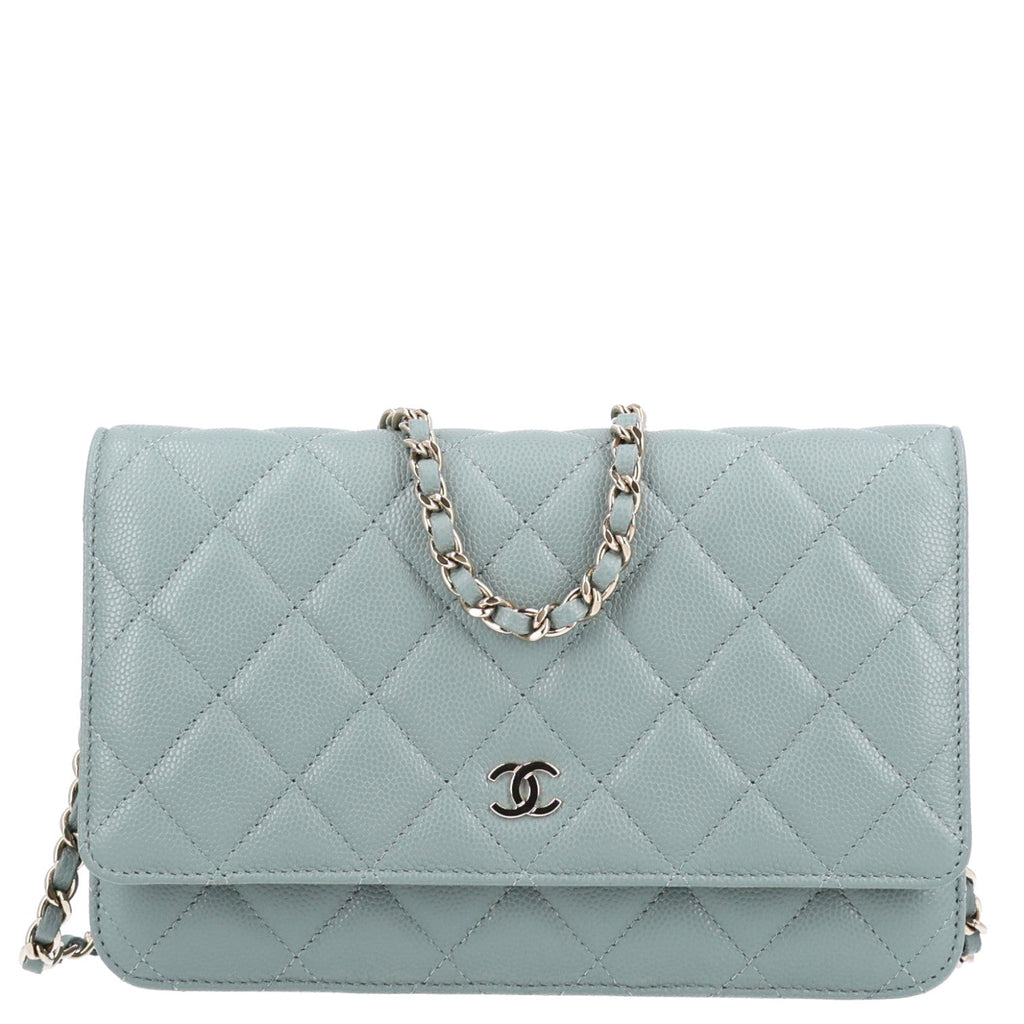 Caviar Quilted Wallet on Chain WOC Grey wholesalehk.shop