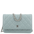 Caviar Quilted Wallet on Chain WOC Grey wholesalehk.shop