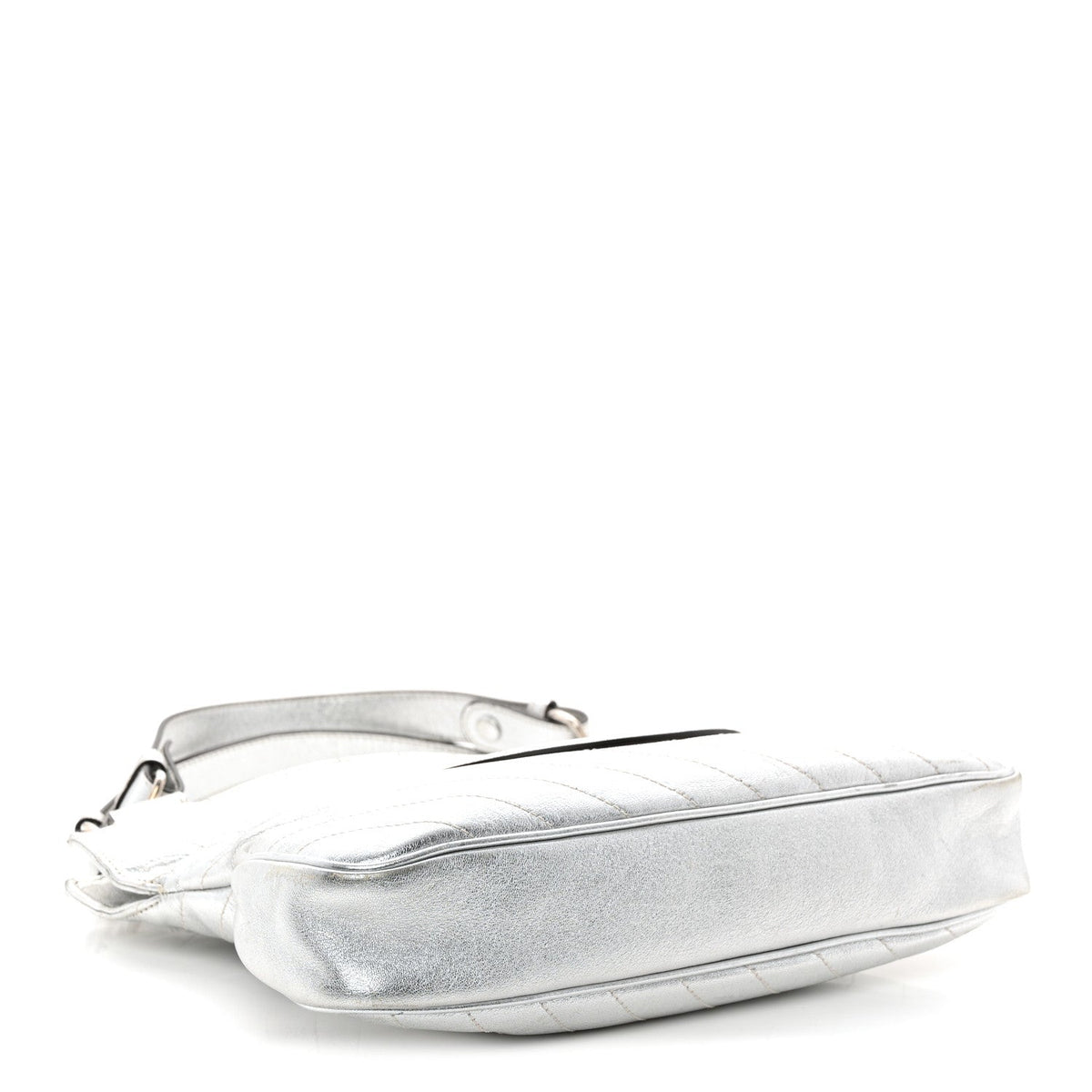 Sakai Be Green Calfskin Diagonal Stitched Small Blondie Tote Silver wholesalehk.shop