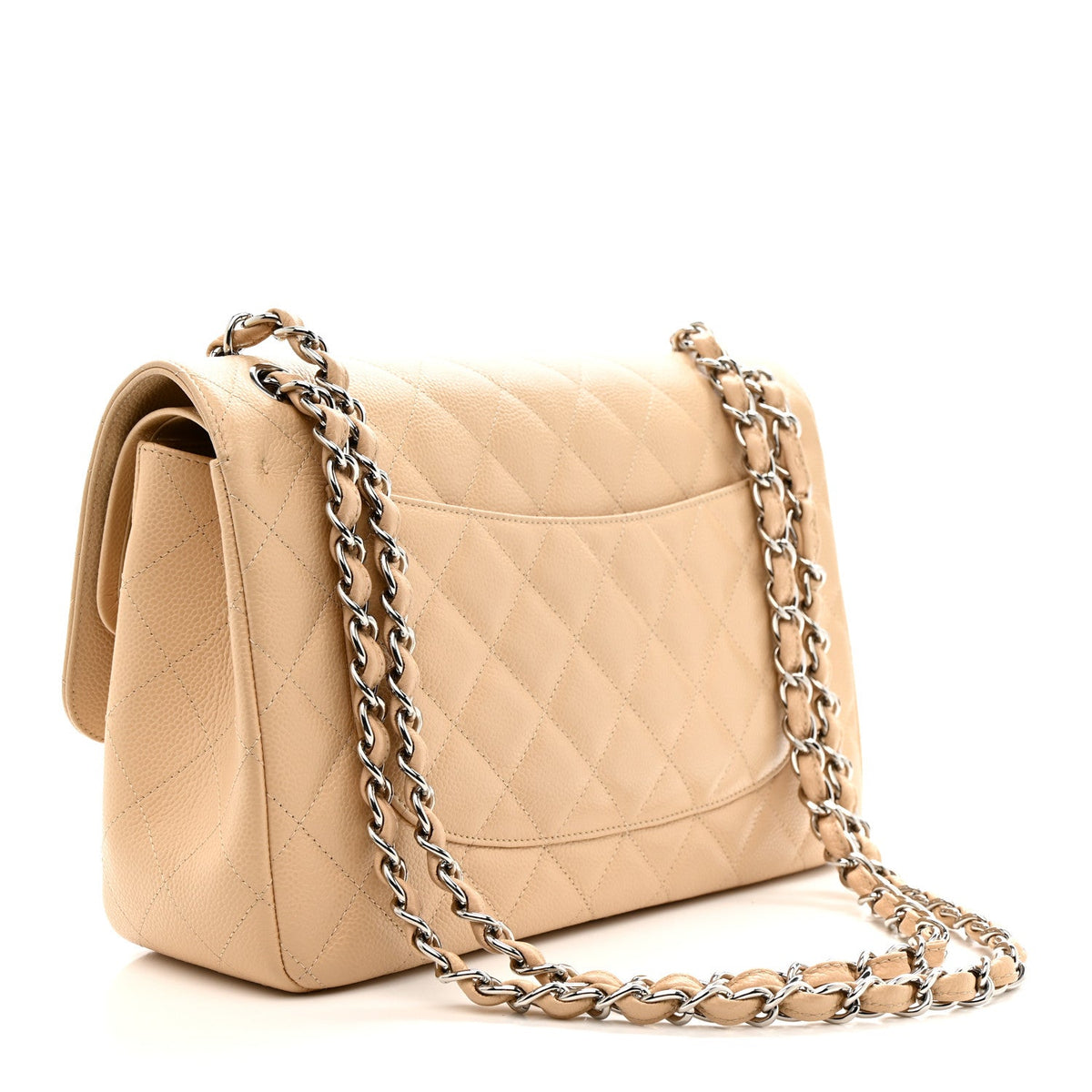 Caviar Quilted Jumbo Double Flap Light Beige wholesalehk.shop
