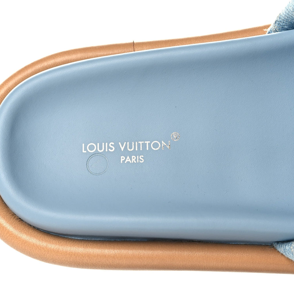 Monogram Denim LV Bliss Womens Comfort Mules 36 Turquoise £¨ Direct shipment via from wholesalehk.shop