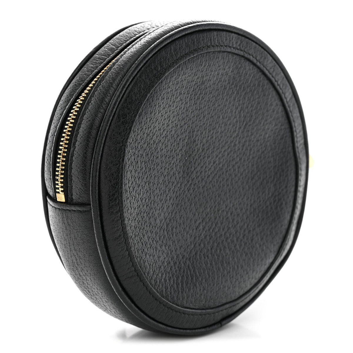 Textured Calfskin Web Ophidia Round Wrist Wallet  Black wholesalehk.shop