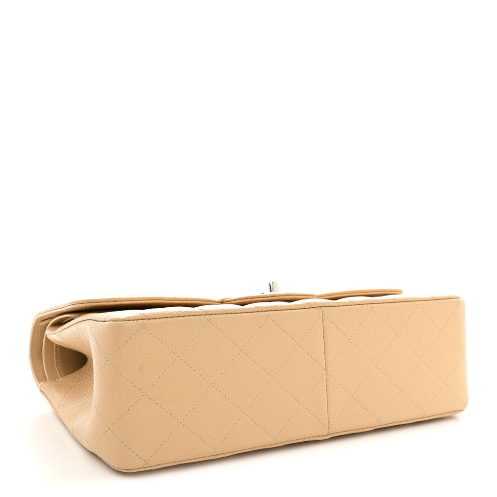 Caviar Quilted Jumbo Double Flap Light Beige wholesalehk.shop