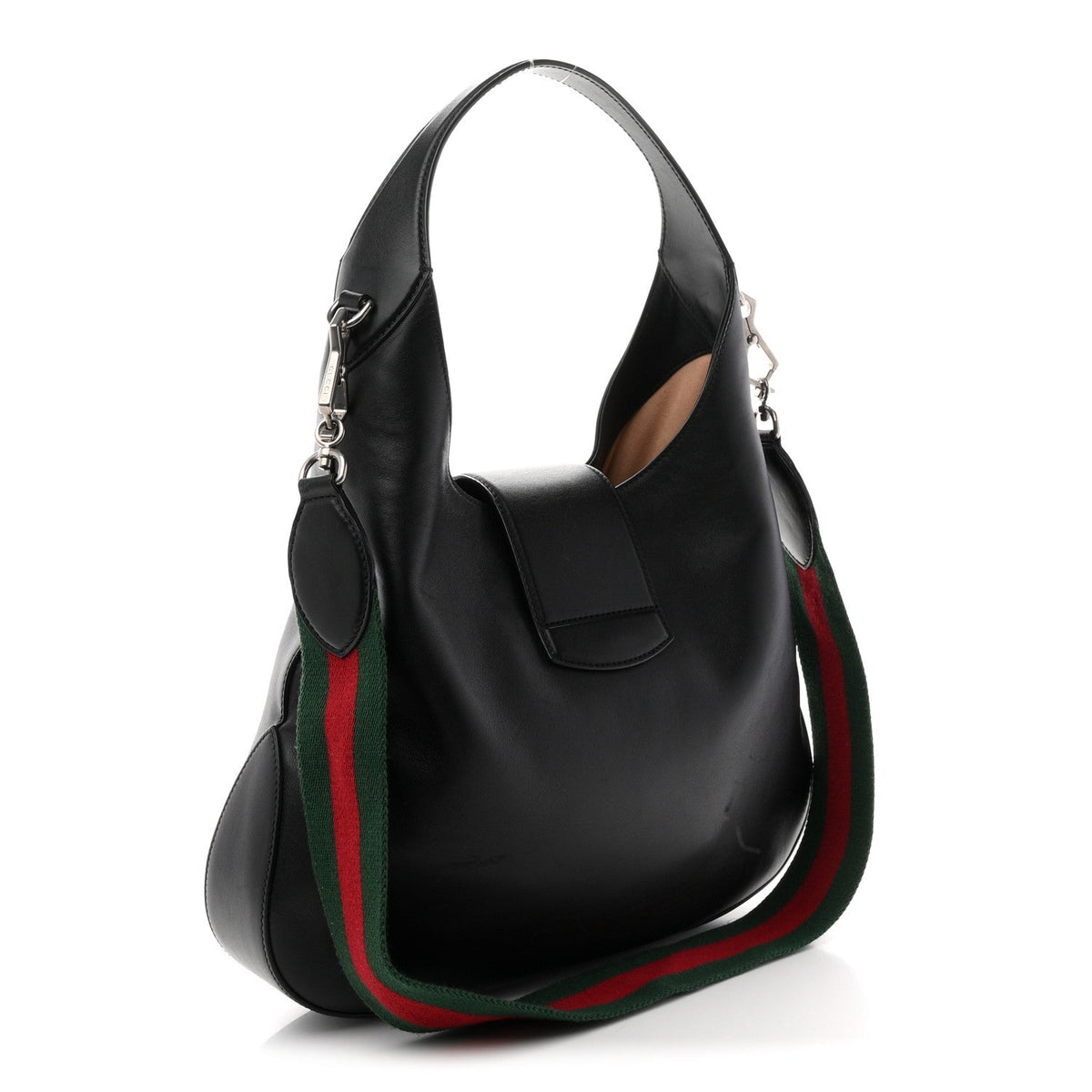 Calfskin Web Stripe Medium Dionysus Hobo Black wholesalehk.shop