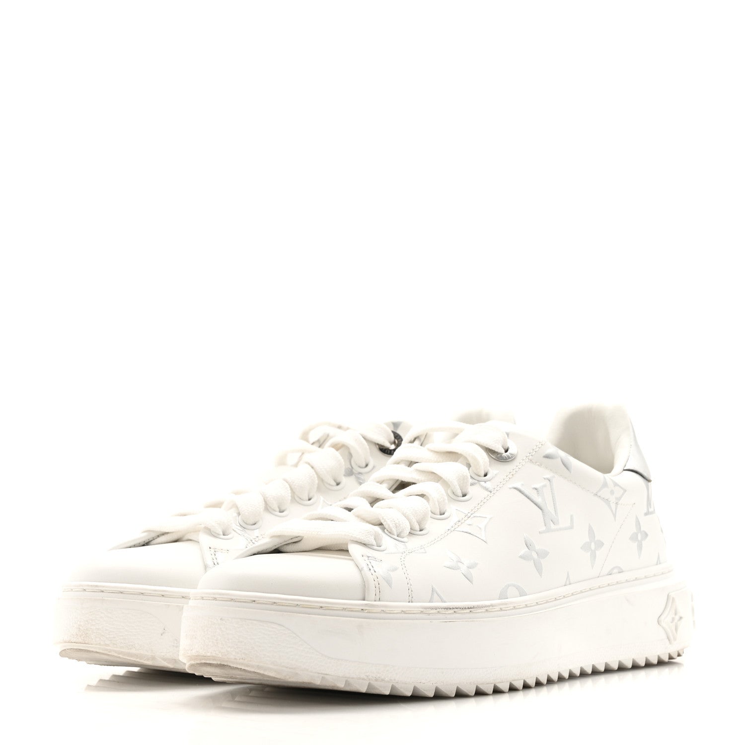 Calfskin Monogram Debossed Time Out Sneakers 38 White Silver £¨ Direct shipment via from wholesalehk.shop