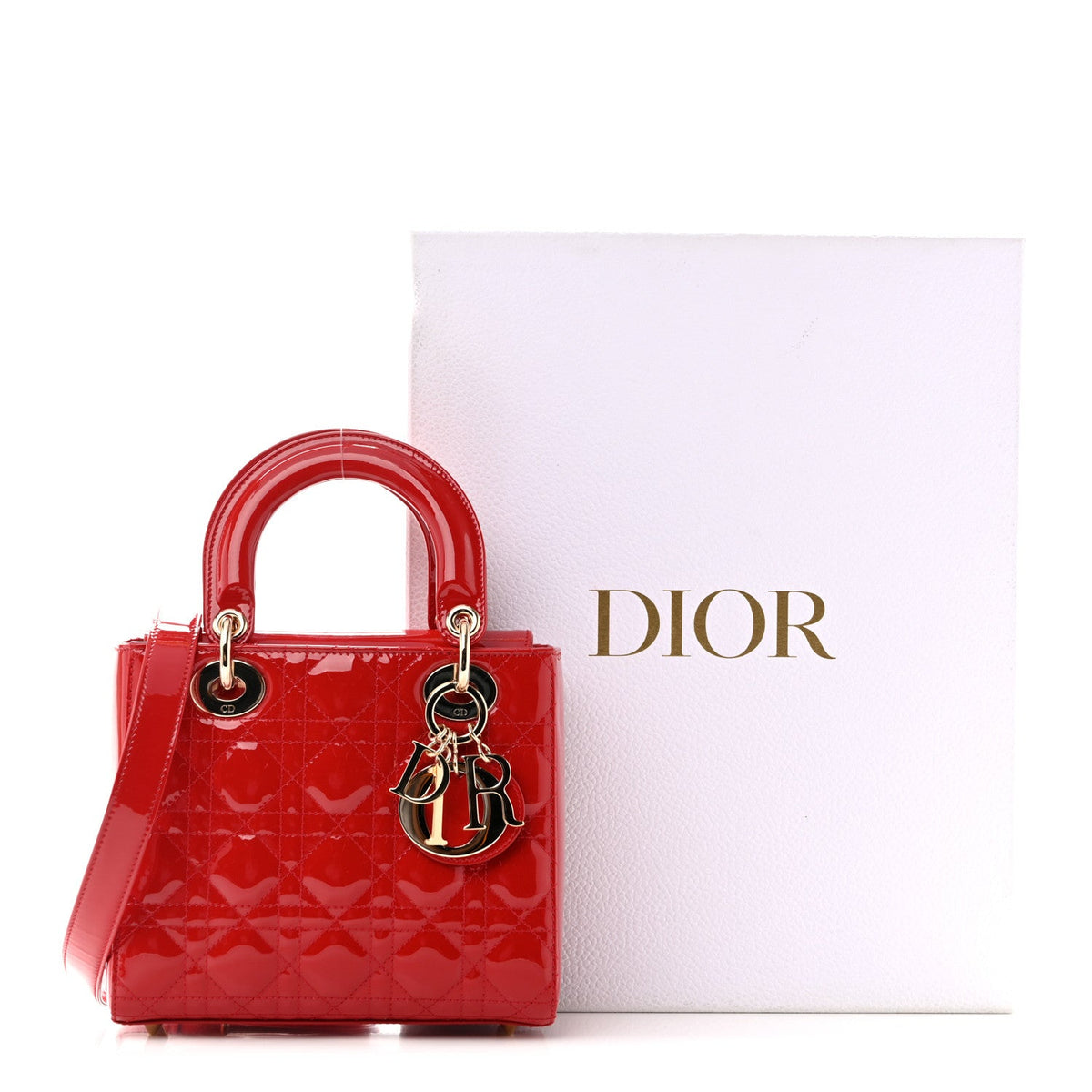 Patent Cannage Small Lady Dior Cherry Red wholesalehk.shop