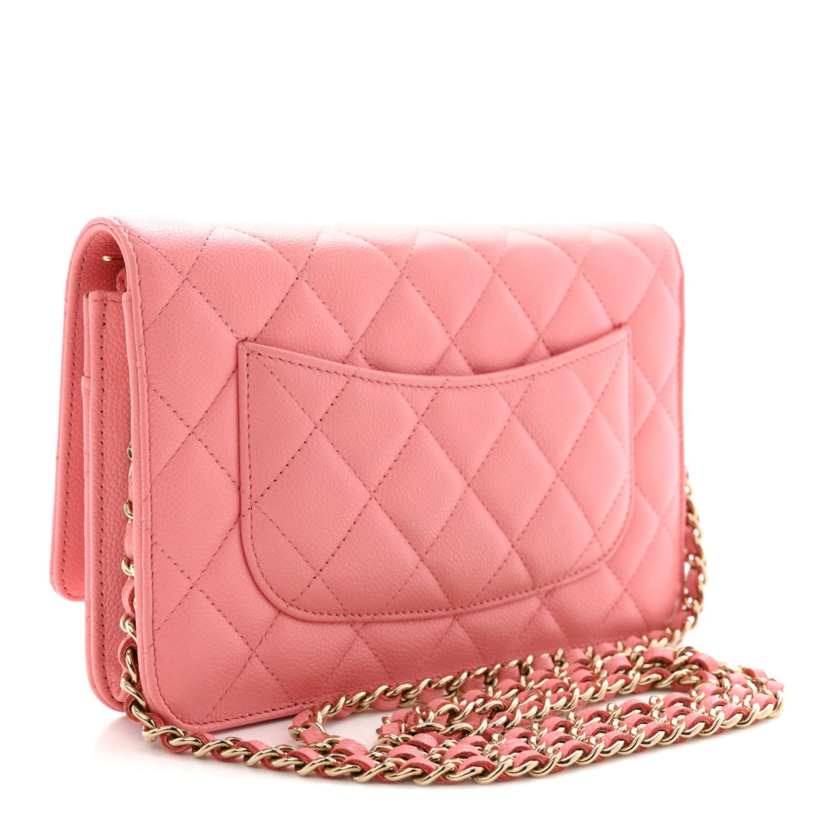 Caviar Quilted Wallet on Chain WOC Pink wholesalehk.shop