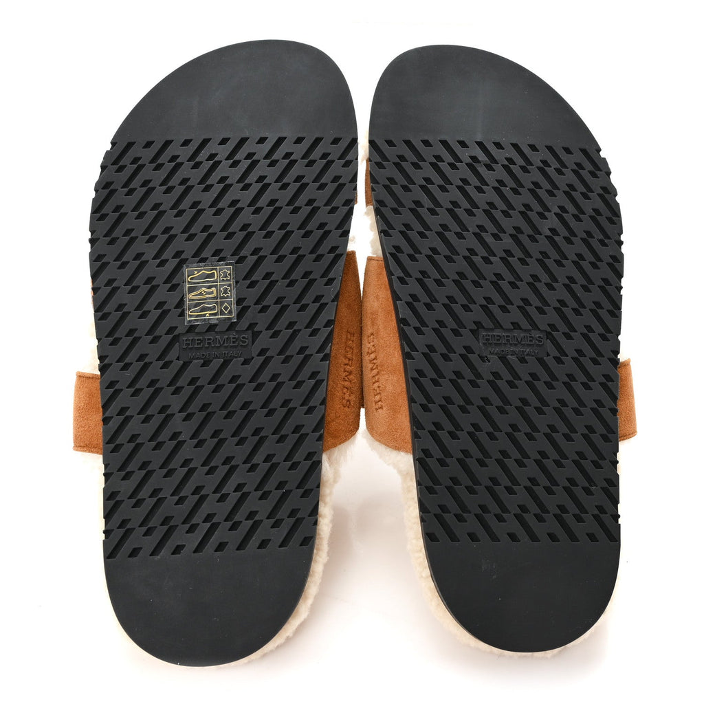 Suede Goatskin Woolskin Womens Chypre Sandals 36.5 Naturel Ecru wholesalehk.shop