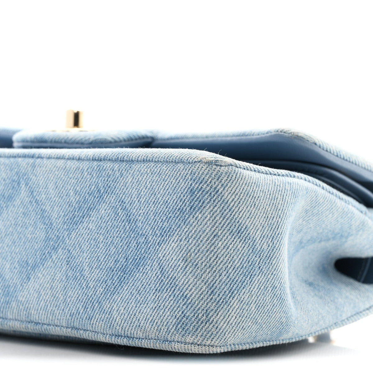 Printed Denim Quilted Small Double Flap Light Blue wholesalehk.shop
