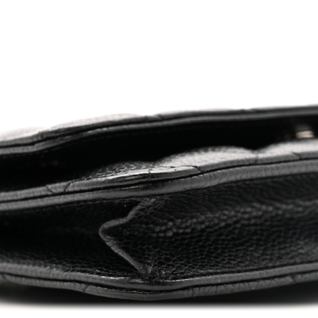 Caviar Quilted Wallet on Chain WOC Black wholesalehk.shop