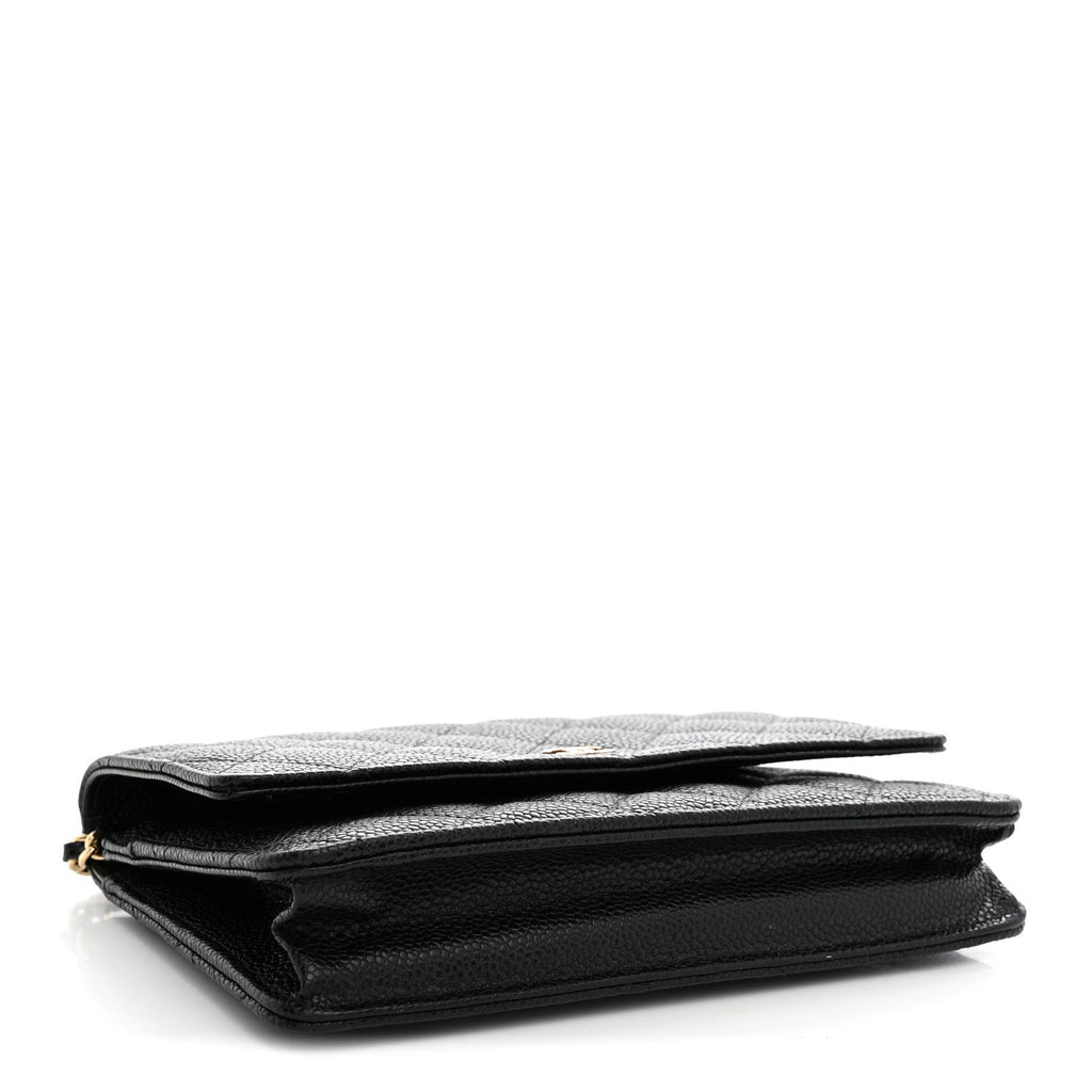 Caviar Quilted Wallet on Chain WOC Black wholesalehk.shop