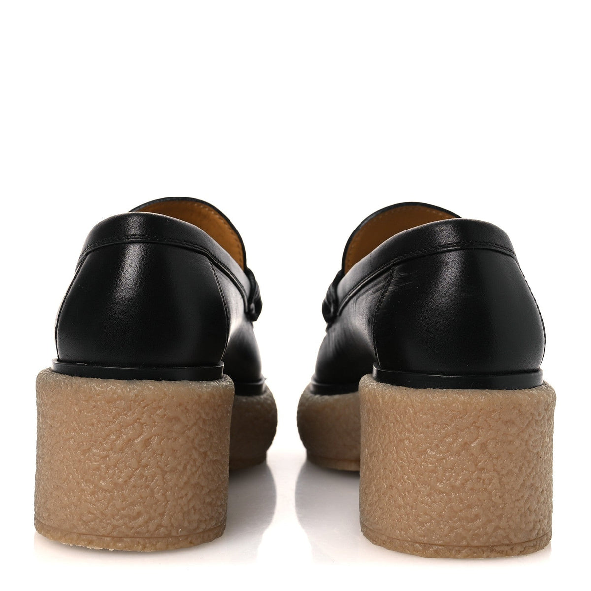 Glazed Calfskin Womens Fanny Loafers 36 Black wholesalehk.shop