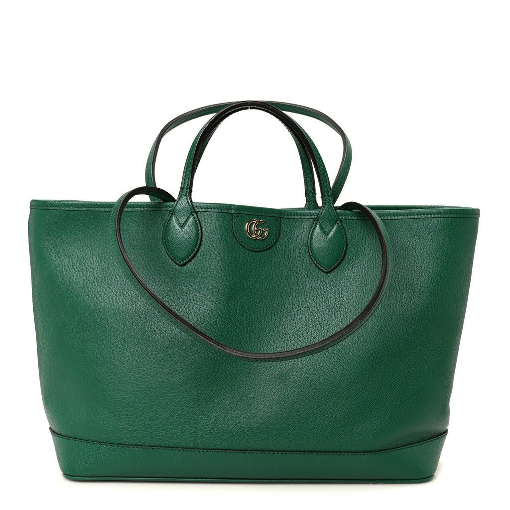 Textured Dollar Calfskin Medium Ophidia Shoulder Tote Bag Green wholesalehk.shop