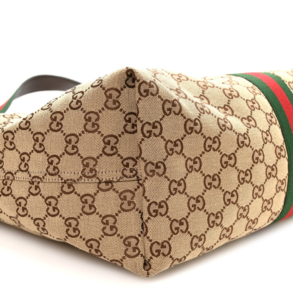 GG Monogram Web Large Giglio Tote Beige Brown wholesalehk.shop