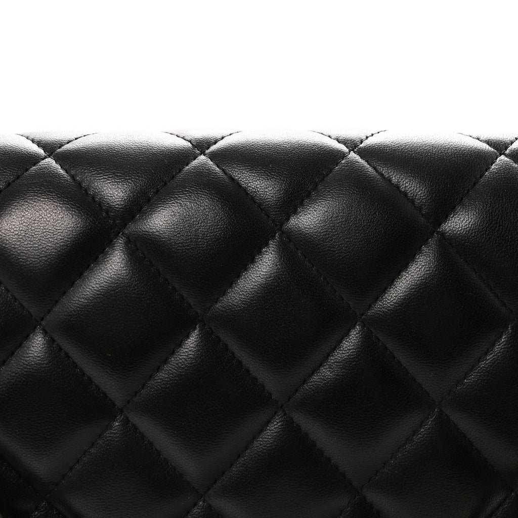Lambskin Quilted Maxi Double Flap Black wholesalehk.shop