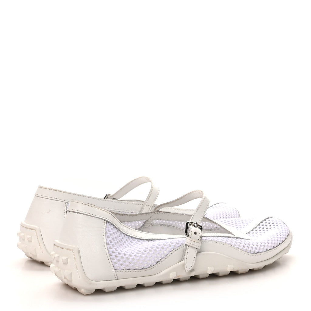 Crochet Knit Calfskin Kichu Ballet Flats 39 White wholesalehk.shop