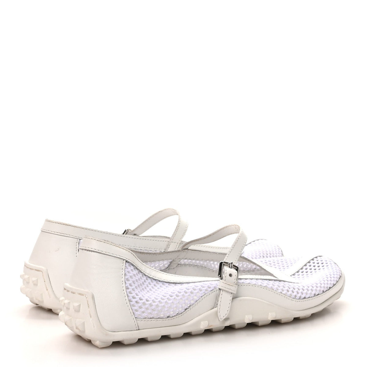 Crochet Knit Calfskin Kichu Ballet Flats 39 White wholesalehk.shop
