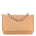 Caviar Quilted Wallet on Chain WOC Beige wholesalehk.shop
