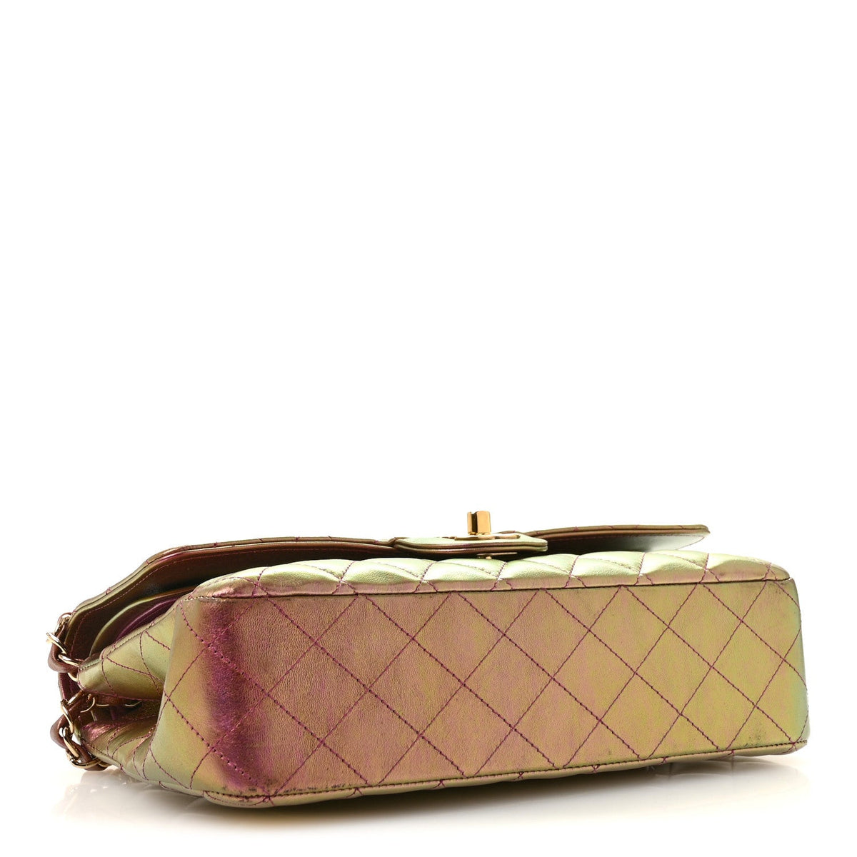 Iridescent Lambskin Quilted Medium Double Flap Purple wholesalehk.shop