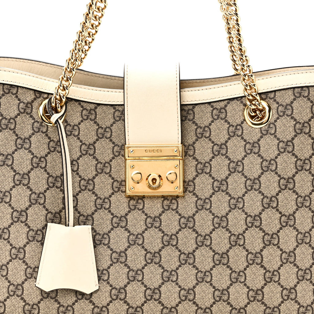 GG Supreme Monogram Medium Padlock Tote White £¨ Direct shipment via from wholesalehk.shop