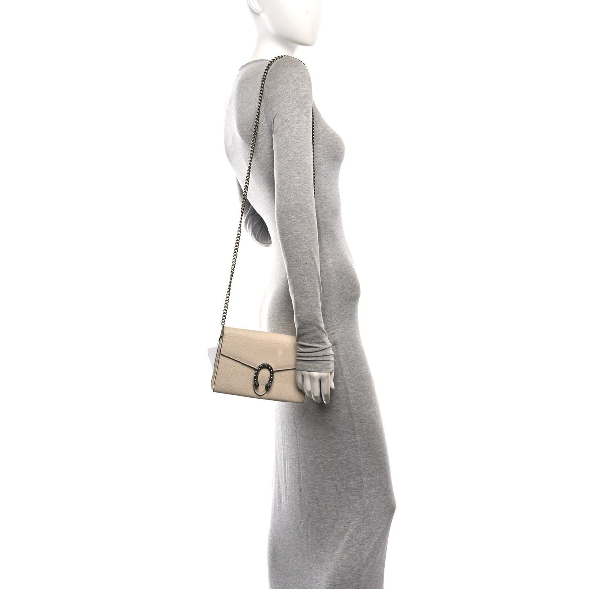 Dollar Calfskin Mini Dionysus Chain Wallet Mystic White wholesalehk.shop