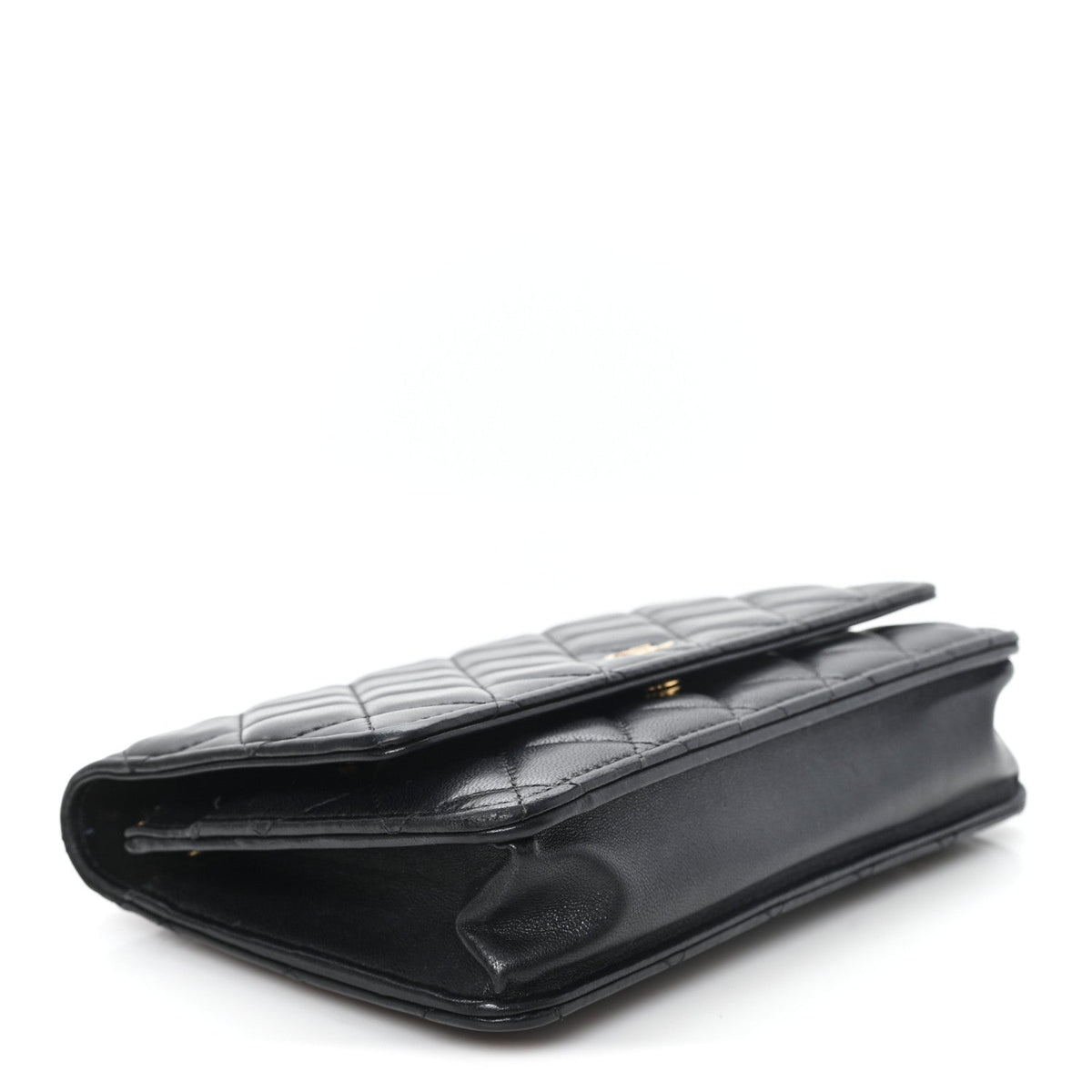 Lambskin Quilted Wallet On Chain WOC Black wholesalehk.shop
