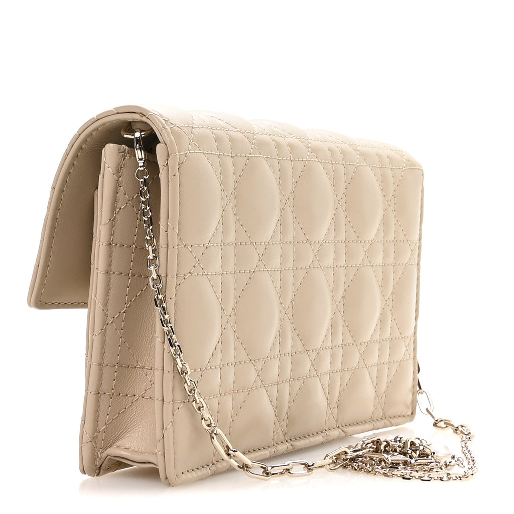 Lambskin Cannage Chain My Dior Daily Chain Pouch Powder Beige wholesalehk.shop