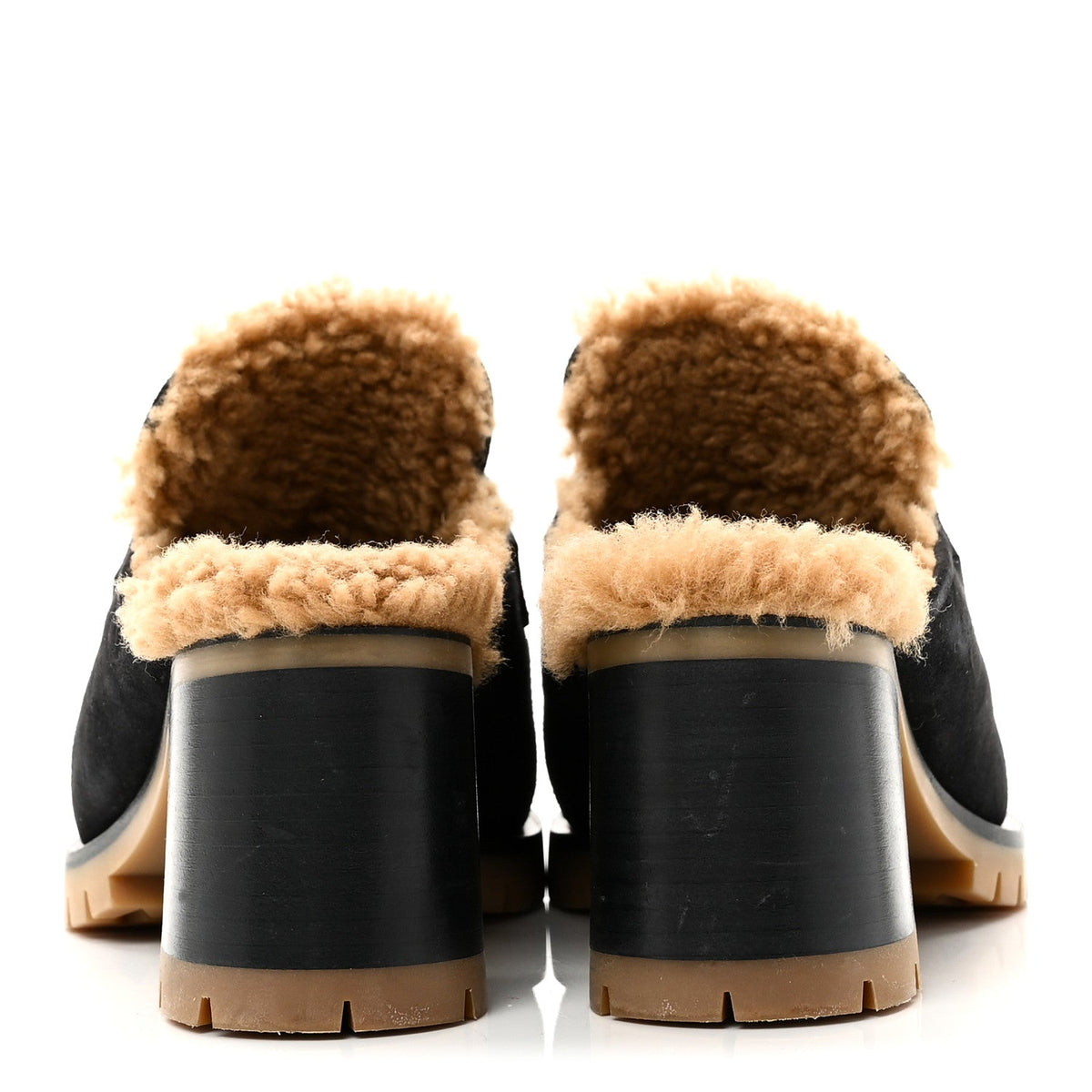 Suede Goatskin Woolskin Flore 60 Mules 36.5 Black Camel wholesalehk.shop