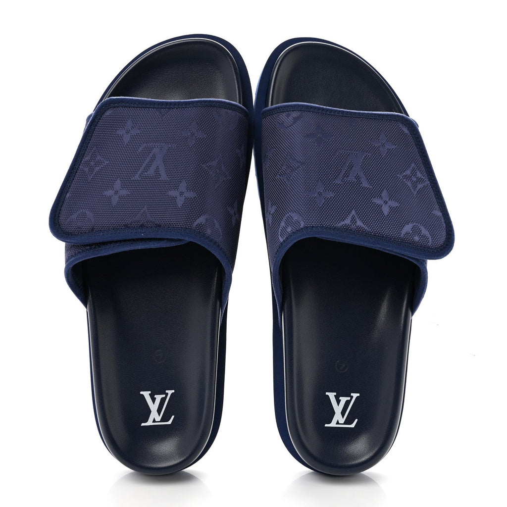 Monogram Mens Miami Mules 8.5 Navy Blue £¨ Direct shipment via from wholesalehk.shop