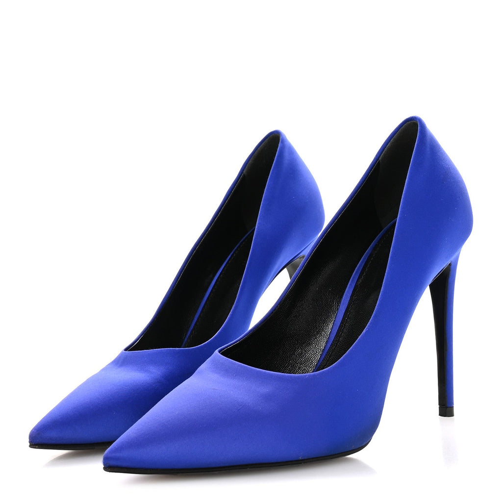 Satin Crystal Logo Pumps 41 Blue £¨ Direct shipment via from wholesalehk.shop