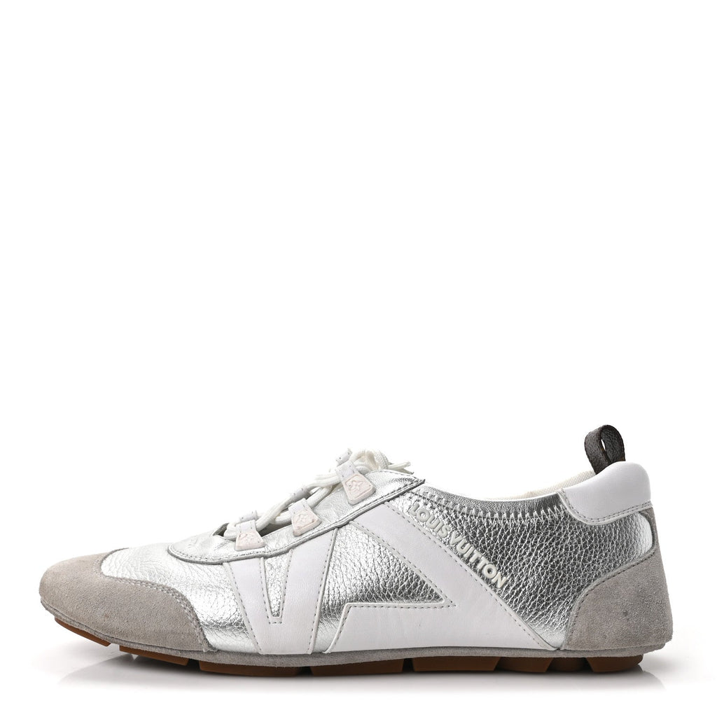 Metallic Grained Calfskin Womens LV Sneakerina 38 Silver £¨ Direct shipment via from wholesalehk.shop