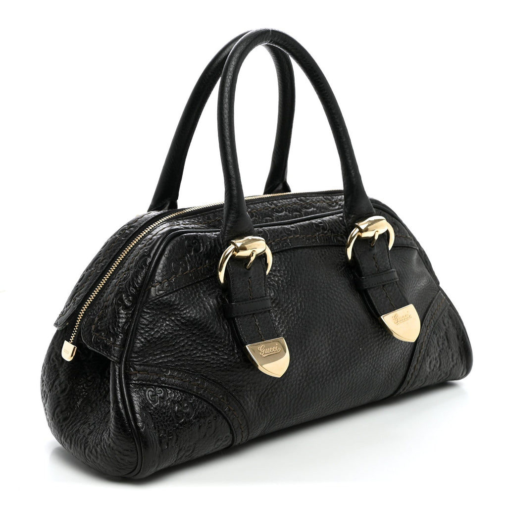 Calfskin Guccissima Signoria Bowler Bag Black £¨ Direct shipment via from wholesalehk.shop