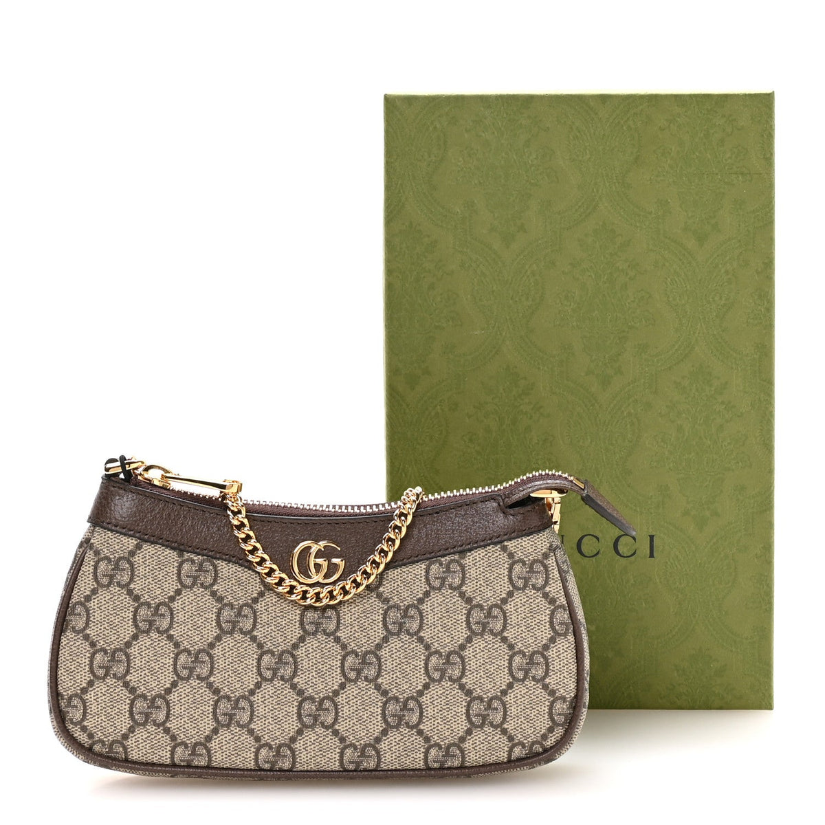 GG Supreme Monogram Textured Dollar Calfskin Mini Ophidia Chain Bag Beige Ebony wholesalehk.shop