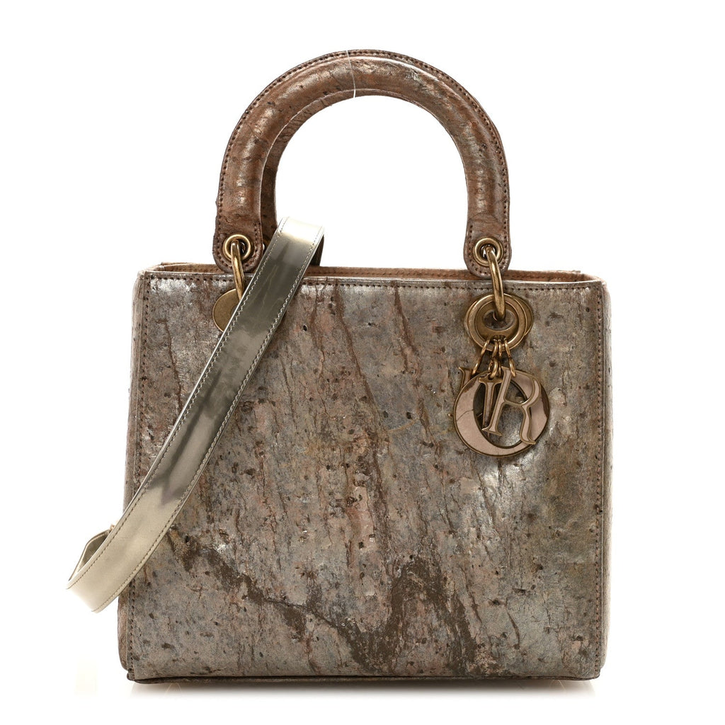 X LEE BUL Treated Calfskin Medium Lady Dior Art Bronze wholesalehk.shop