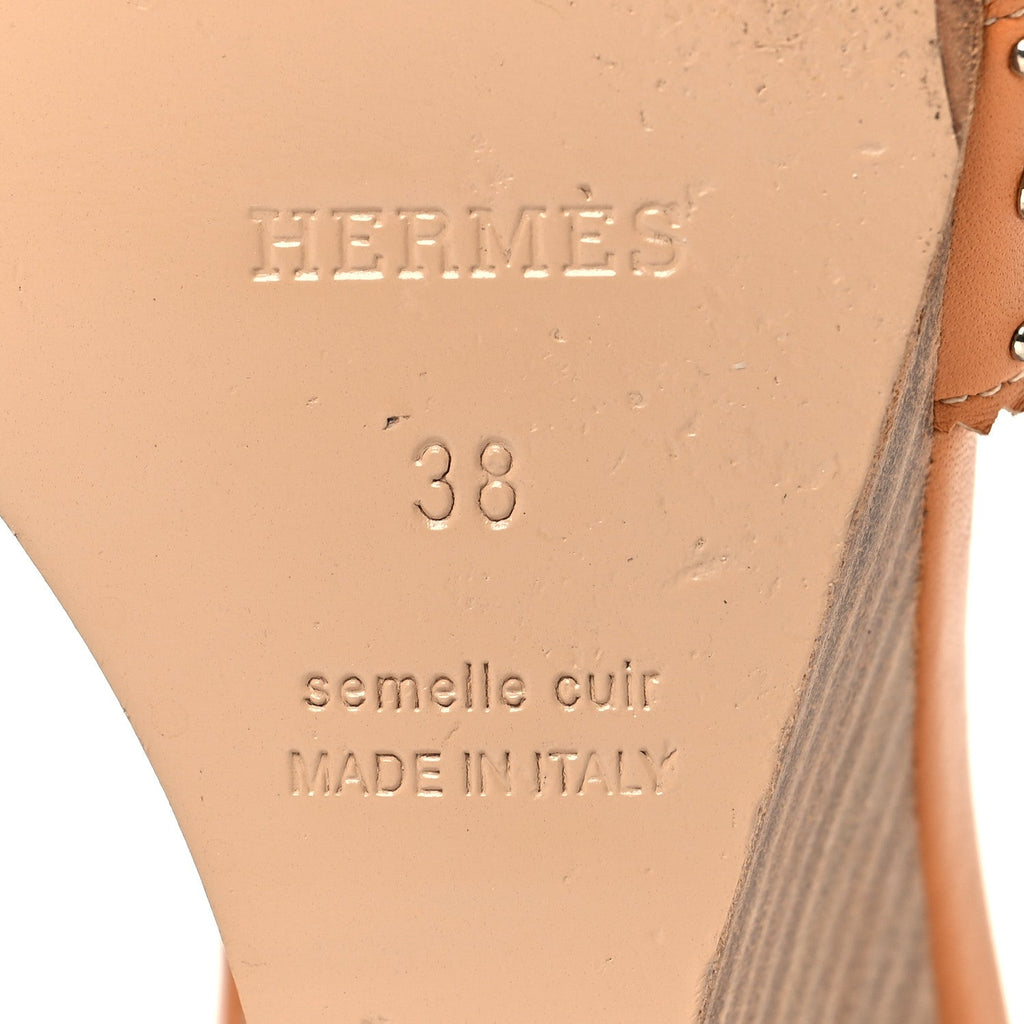 Calfskin Legend Wedge Sandals 38 Natural wholesalehk.shop