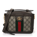 GG Supreme Monogram Mini Ophidia Top Handle Shoulder Bag Brown wholesalehk.shop